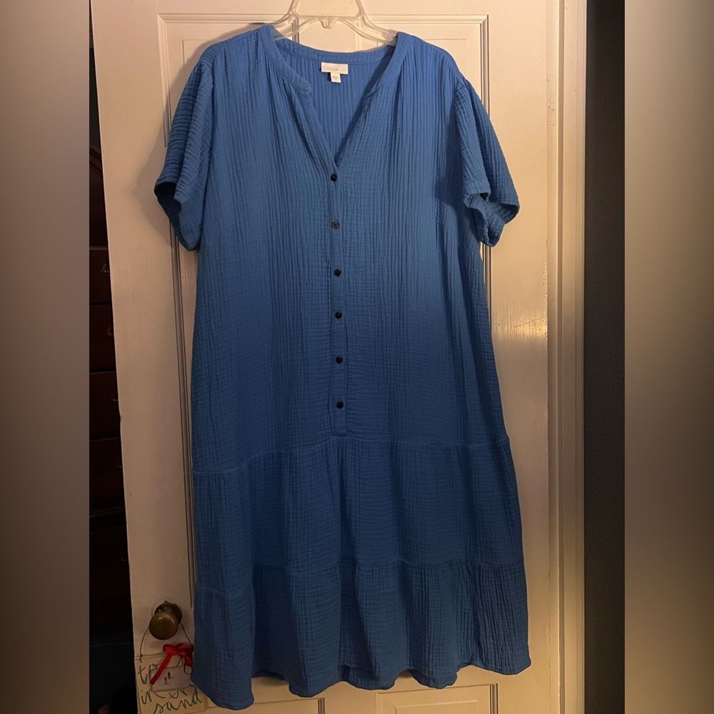 J. Jill Vibrant Blue V-Neck Dress